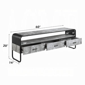 English Elm Modern Sleek TV Stand with Faux Concrete Top and Open Shelf Storage Minimalist Frame for Living Room Decor and Media Organization Black,Gray 17 L x 62.5 W x 11.5 H B2741P337175