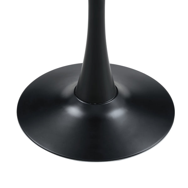 English Elm Round Faux Marble Tulip Pedestal Dining Table Mid Century Modern for Small Bistro Spaces Black White W2920P400972