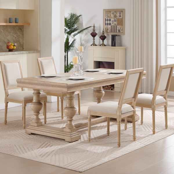 English Elm French Country Dining Chairs Set Of 2 – Elegant Upholstered Square Back, Stylish Comfort For Dining W3426P324534