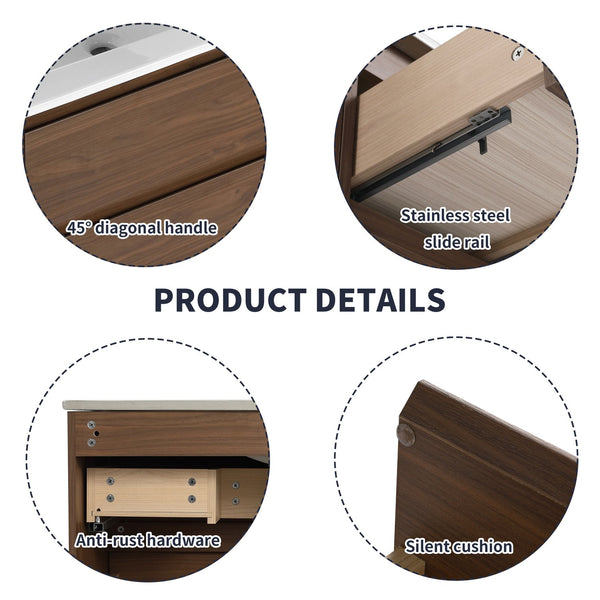 English Elm 30" Wall Mounting Bathroom Vanity Cabinet with Adjustable Side Shelf, Soft-Close 2/3 Drawers, Water-Resistant Plywood Brown Oak W999P193006