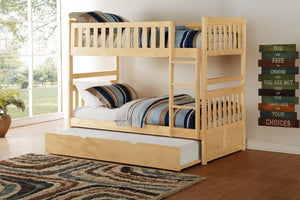 English Elm Bunk Bed Twin Over Pine Wood Frame with Guard Rails for Kids Shared Bedroom B011S02409