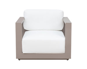 Sunpan Tavira Armchair - Stylish Outdoor Comfort with Durable Weather-Resistant Fabric and Modern Design Greige / Stinson White