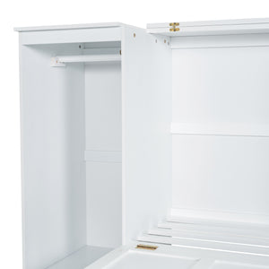 English Elm Twin Murphy Bed with Wardrobe and 3 Shelves, White Space-Saving Wall Bed for Guests, Twin Size 90" GX000733AAK