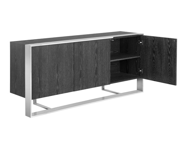 Sunpan Dalton Modern Sideboard - Stunning German Oak Veneer Design with Ample Storage for Any Space Stainless Steel / Grey