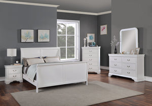 English Elm Modern French Inspired Queen Sleigh Bed White Wood Frame Curved Headboard Footboard B011S01137