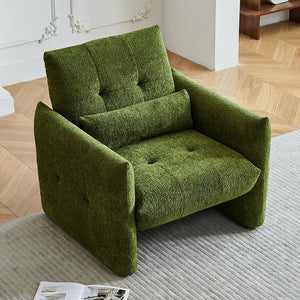 English Elm Ergonomic Tufted Velvet Accent Chair Solid Wood Frame with Lumbar Support Compact Seating Green W1765P366980