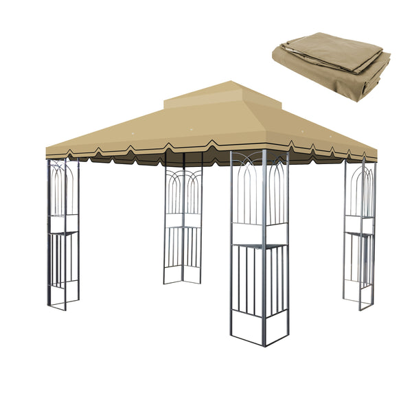 English Elm 10X10 Ft Outdoor Patio Gazebo Replacement Canopy - Durable Double-Tiered Tan Roof For Perfect Shade W419P198363