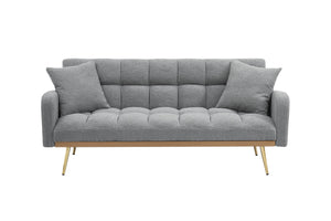English Elm 69 Convertible Sofa Bed for Small Spaces 69-Inch Fabric Futon with Solid Wood Frame, Comfort Seat Gray W3356P298516