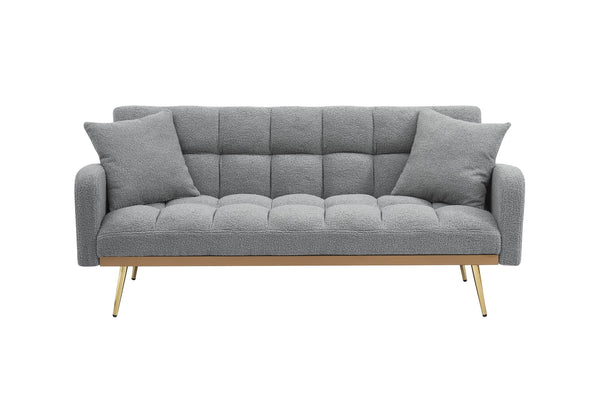 English Elm 69 Convertible Sofa Bed for Small Spaces 69-Inch Fabric Futon with Solid Wood Frame, Comfort Seat Gray W3356P298516
