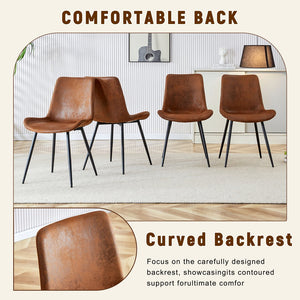 English Elm Table and Chair Set 5 Piece Wood Grain Top with Brown Techno Fabric Dining Seats W1151S04344