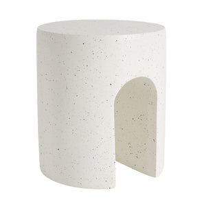 English Elm Outdoor Mgo Accent Table White Terrazzo Stone Look Weather Resistant Patio Side N768P410935W