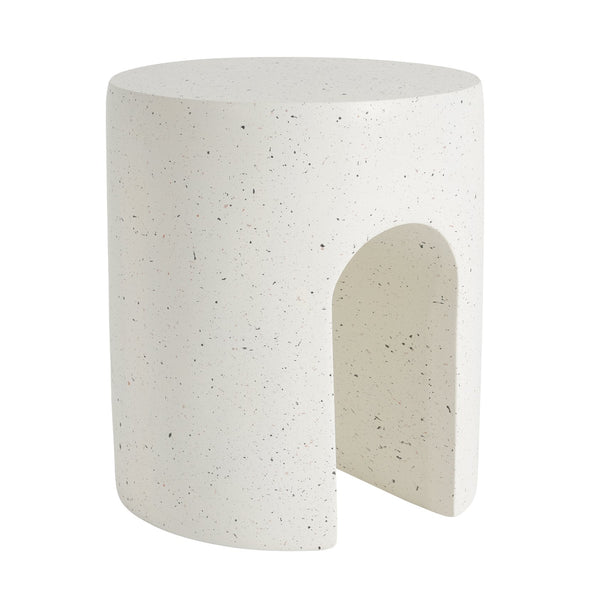 English Elm Outdoor Mgo Accent Table White Terrazzo Stone Look Weather Resistant Patio Side N768P410935W