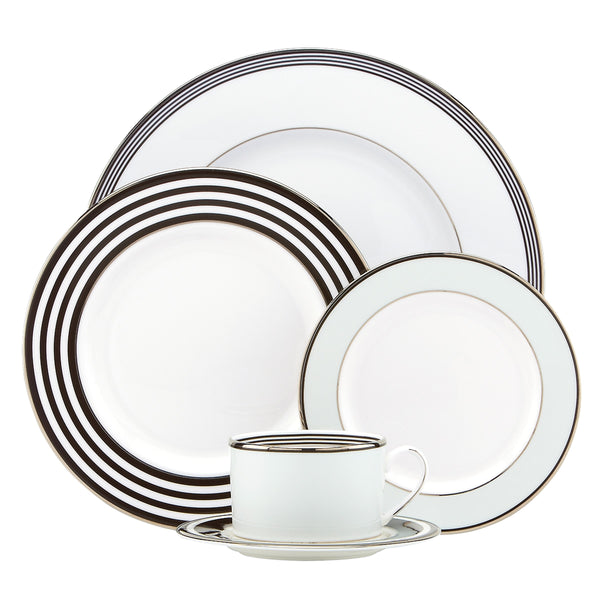 Lenox Kate Spade Parker Place 5-Piece Place Setting Blue, WHITE BONE CHINA 836024