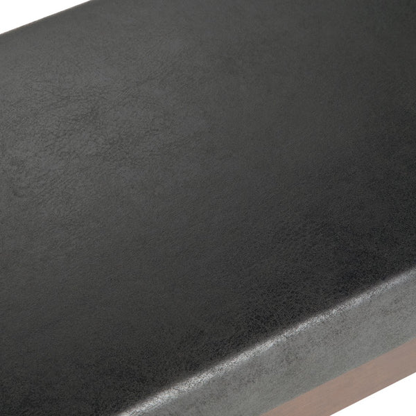 English Elm Chanelle Mid Century Ottoman Bench with Distressed Vegan Faux Leather, Solid Rubberwood Frame, 48" Black B136P159222