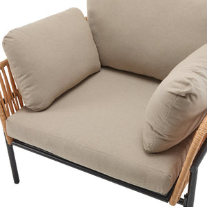 English Elm Christopher Knight Home® - [Set Of 2] 36" Beige Rope Iron Lounge Chairs With Cushions - Perfect For Indoor & Outdoor Spaces N767P237035N_2