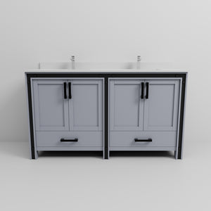 English Elm Dark Grey Double Bath Vanity With White Quartz Top & Faucet Set - Stylish Storage & Soft-Close Design B2731P260621