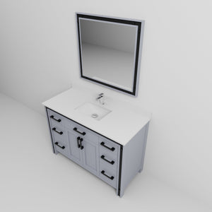 English Elm Dark Grey Bath Vanity 48" W x 22" D with Cultured Marble Top, Chrome Faucet, 34" Mirror, Scratch-Resist Finish B2731S01358