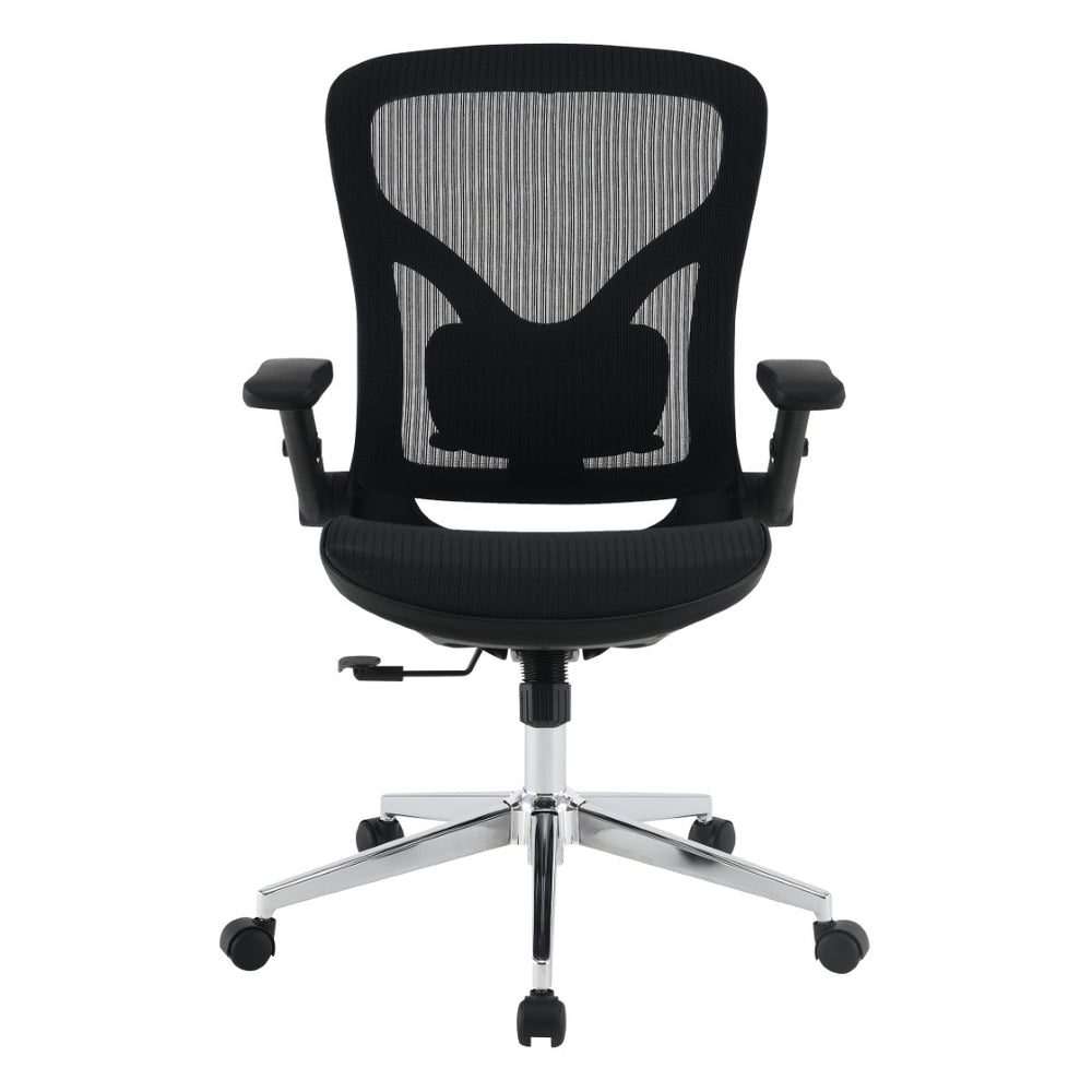 OSP Home Furnishings Matrix Ergonomic Mesh Manager Chair with 4d Arms Lumbar Support and Chrome Base EMH60949C-3