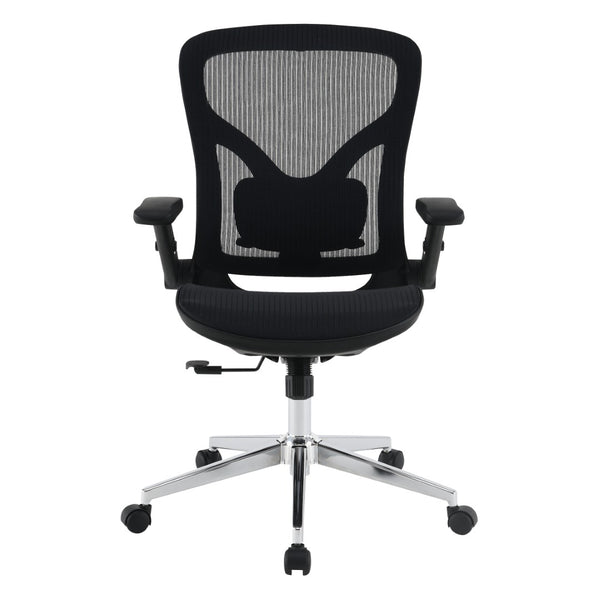 OSP Home Furnishings Matrix Ergonomic Mesh Manager Chair with 4d Arms Lumbar Support and Chrome Base EMH60949C-3