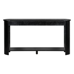 English Elm U_style Oak Veneer Console Table with 3 Drawers Open Shelf Entryway Hallway Storage Black N711P395523B