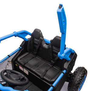 English Elm 24v Two Seater Kids Utv with Parental Remote Dual Motors Four Wheel Suspension Led Blue W1578P198432