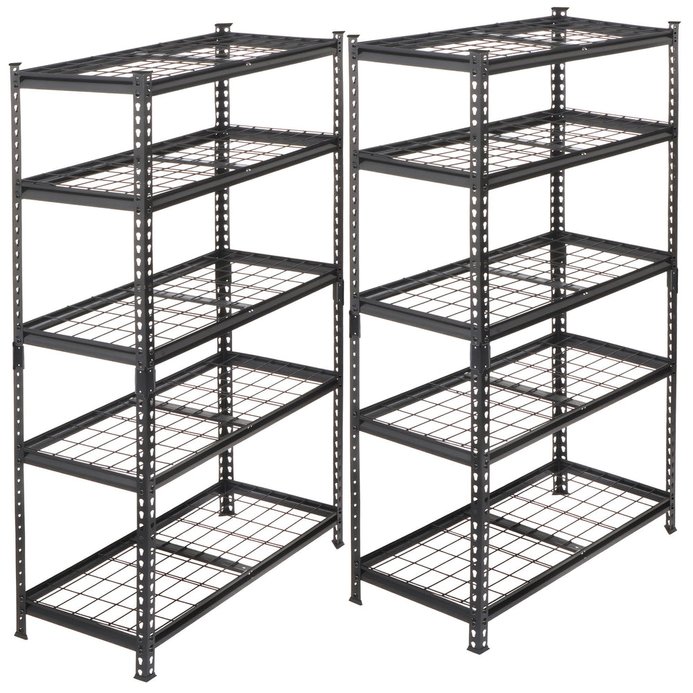 English Elm 2-piece Five Tier Powder Coated Steel Garage Shelving Set Boltless Heavy Duty Storage W2932P373611