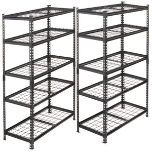 English Elm 2-piece Five Tier Powder Coated Steel Garage Shelving Set Boltless Heavy Duty Storage W2932P373611