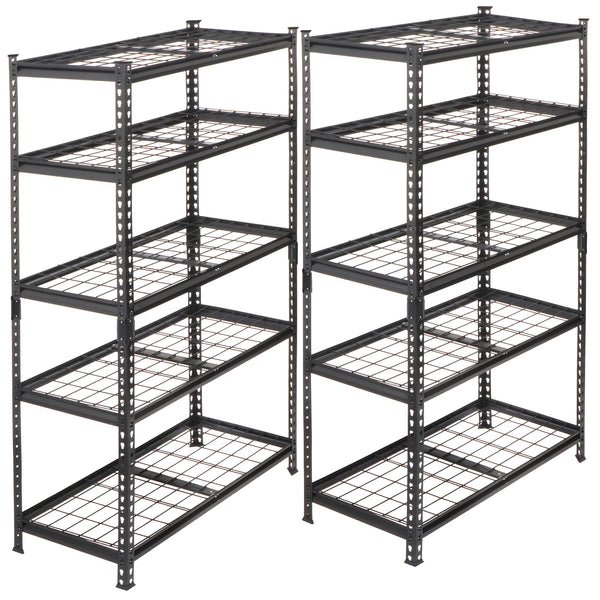 English Elm 2-piece Five Tier Powder Coated Steel Garage Shelving Set Boltless Heavy Duty Storage W2932P373611