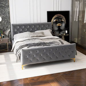 English Elm Ashcroft Furniture - Bailey Dark Grey Velvet King Bed - Luxurious Mid-Century Modern Design With Plush Support & Style! B183S00144