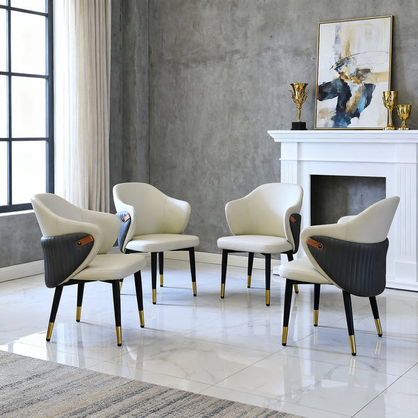 English Elm Modern Pu Leather Ergonomic Dining Chairs Mid Century Style Set of 2 for Home W2699P401049