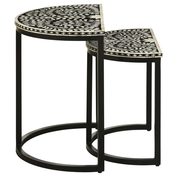 English Elm Allura Bone Inlay Demilune Nesting Tables Handcrafted Iron Base Bohemian Accent Set B062P451991