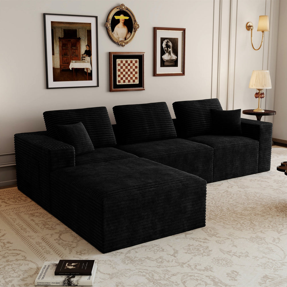 English Elm 106.30*70.87"modular Four Piece Corduroy Sectional Sofa No Assembly Living Room W3819S00136