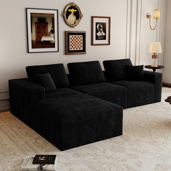 English Elm 106.30*70.87"modular Four Piece Corduroy Sectional Sofa No Assembly Living Room W3819S00136