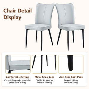 English Elm Table & Chair Set: Modern White Grain Dining Table With Storage And 8 Light Gray Ergonomic Chairs W1151S04267-GIGA