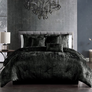 English Elm Turin 7-Piece Comforter Set In Luxurious Black - Elegant Bedding For A Modern Queen Bed Decor B340P341998-GIGA