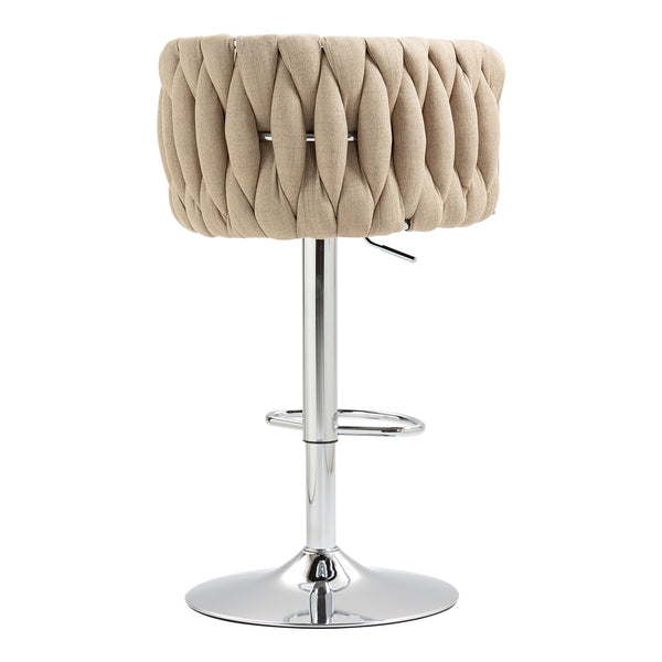 English Elm 360° Fabric Swivel Bar Stools Set of 2 with High Rebound Sponge Cushions, Adjustable Metal Legs, Modern Design Yellow W2215P252780