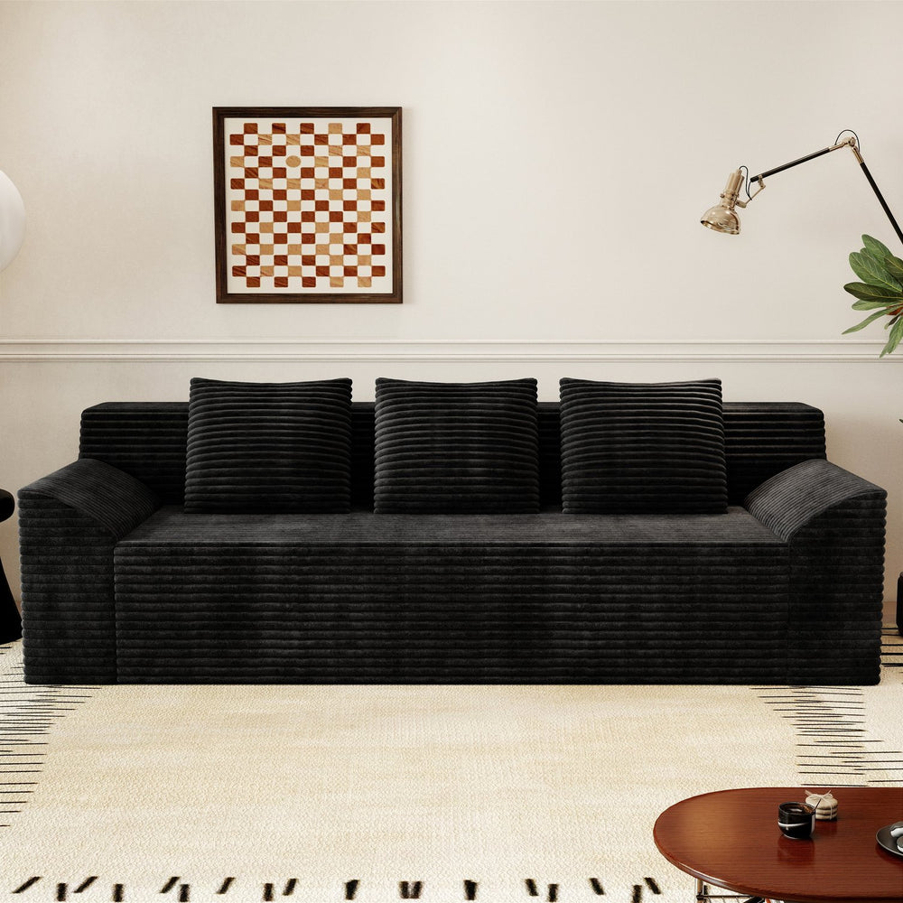 English Elm 71" Corduroy Tufted Loveseat with Deep Seat and Curved Back for Compact Living Spaces Antique Black W5571P440914