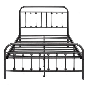 English Elm Metal Queen Bed Frame Victorian-Style Platform with Silent Steel Slats, No Box Spring Needed, 450lb Capacity W840P296696