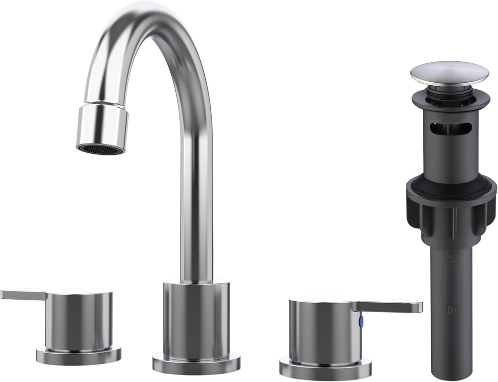 English Elm Widespread 2-Handle Bathroom Faucet 8" Centerset High-Arch Gooseneck 360° Swivel Water-Saving Chrome T3177P351677