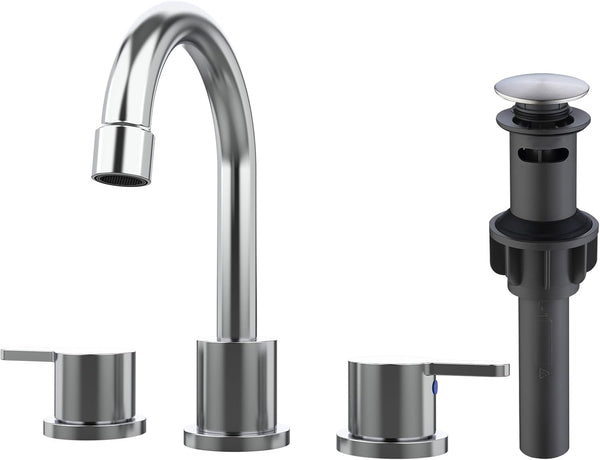 English Elm Widespread 2-Handle Bathroom Faucet 8" Centerset High-Arch Gooseneck 360° Swivel Water-Saving Chrome T3177P351677