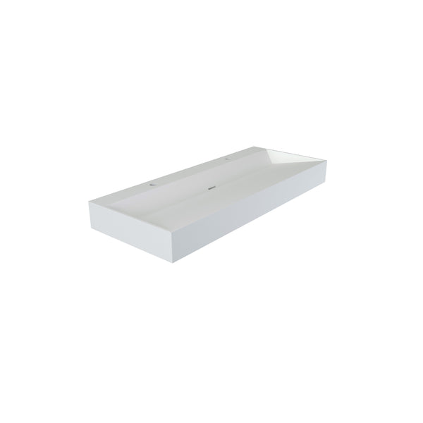 English Elm 48 Inch Matte White Solid Surface Bathroom Basin Rectangular Vanity Sink Modern T3785P491216