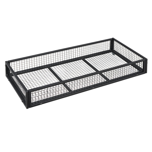 English Elm Twin Metal Platform Bed with House-Style Headboard, Sturdy Slatted Frame & Smooth Underbed Drawers for Kids and Teens (300 lb Capacity) Black MF320570AAB