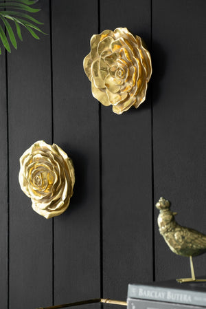 English Elm S/2 Gold Rose Wall Accents - Elegant Floral Decor For Modern Interiors, Timeless Botanical Accent Pieces W2078P223156-GIGA