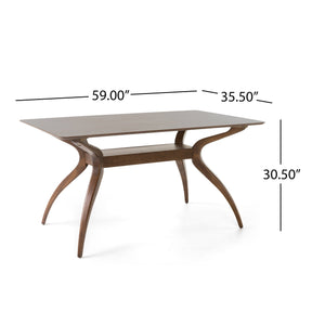 English Elm Christopher Knight Home® - 58905.00 Mid-Century Dining Table with Curved Spider Leg Base, Durable Rubberwood, 59" W Elegance Walnut N771P257283T