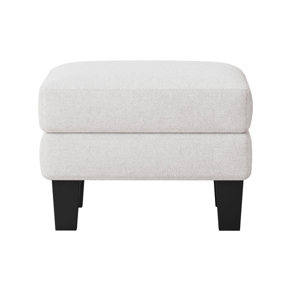 English Elm Fabric Ottoman with Thick Coil-Spring Cushion, 100% Polyester Upholstery, Solid Wood Legs, 23×23×17" Beige W109741865