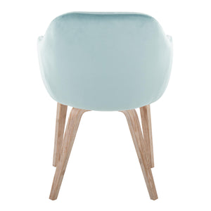 English Elm Dining Chair Set of 2 Velvet Upholstered Bentwood Legs Whitewashed Organic Modern Light Blue B202S02062