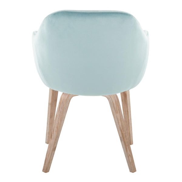 English Elm Dining Chair Set of 2 Velvet Upholstered Bentwood Legs Whitewashed Organic Modern Light Blue B202S02062