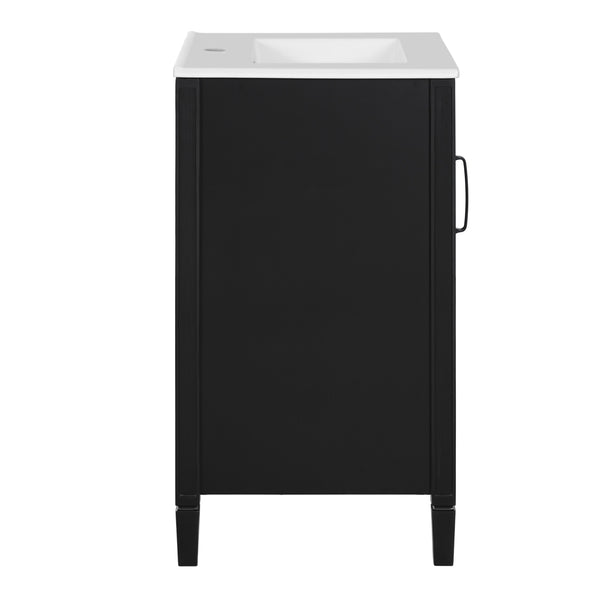 English Elm 20" Black Bathroom Vanity with Ceramic Sink, Soft-Close Door, U-Shaped Adjustable Shelf & Door Racks N729P299364B