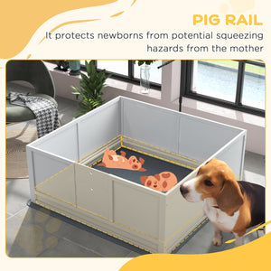 English Elm Pawhut Whelping Box with Pig Rail Retractable Light Stand and Adjustable Door W2225P173799