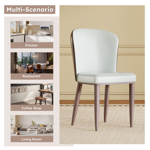 English Elm Modern PU Leather Dining Chairs with Carbon Steel Legs, Water‑Resistant, Stain‑Proof, 4-Pack for Home White W2699P338888